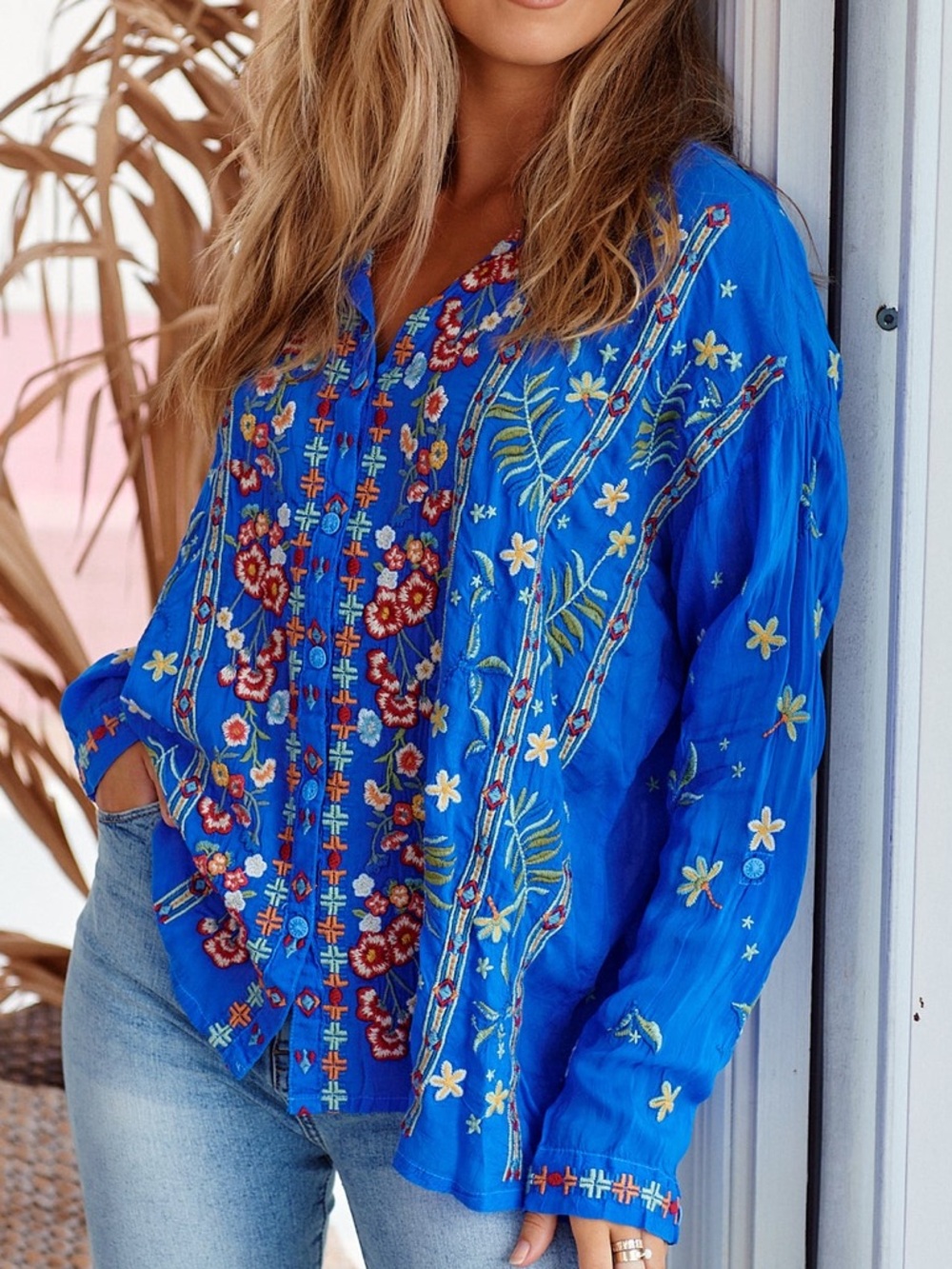 Johnny Was garden party extremely heavily embroidered peasant blouse NWT - Picture 7 of 10